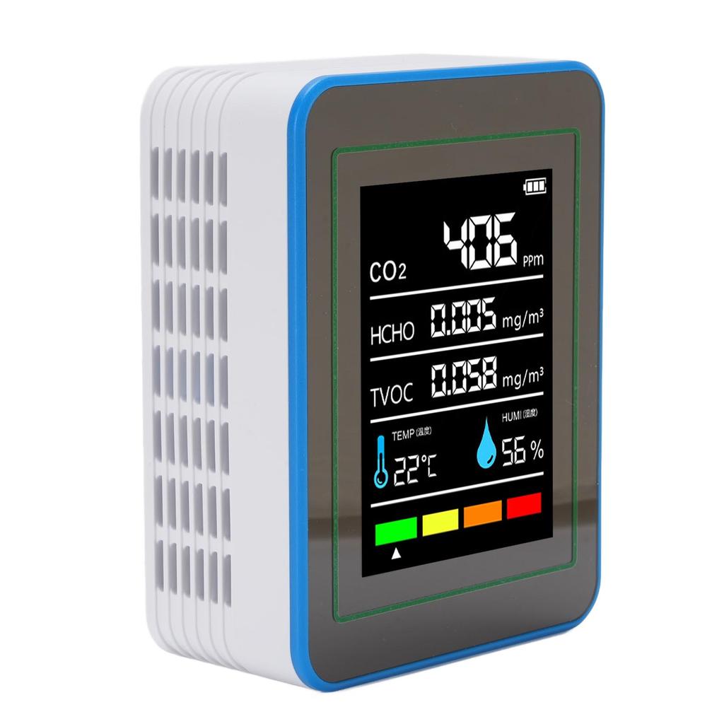 Air Quality Detector 5 In 1 CO2 TVOC HCHO Temperature Humidity Detection Portable Rechargeable Air