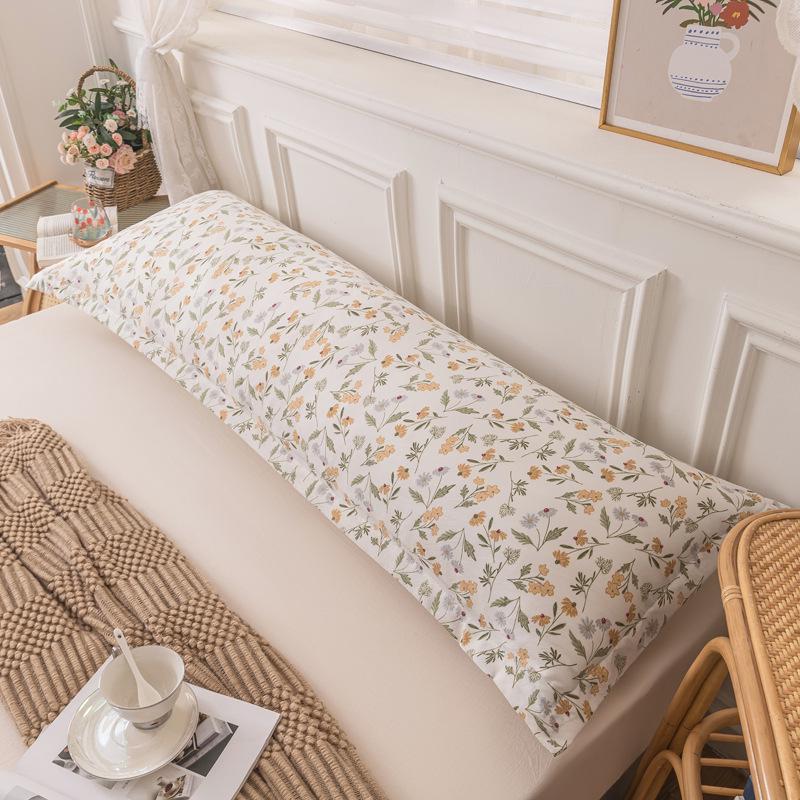 Washable Cotton Long Pillowcase 48x150cm - Single Piece Cover for Double Pillow Core