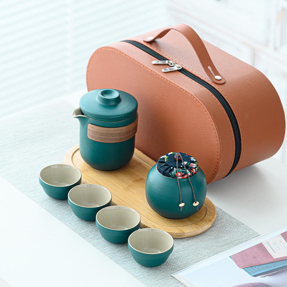 Black Pottery Travel Tea Set Portable Express Cup Outdoor Kung Fu Teacup Japanese-style Teapot Business Gift Set