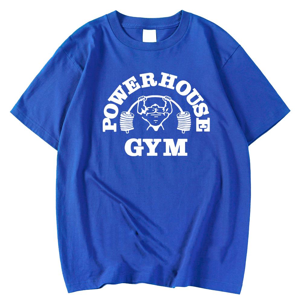 Powerhouse Gym Print Cotton T-shirt Men Women Sportswear Oversized Tshirt Short Sleeve Tee Summer Fitness T Shirts Clothes Tops