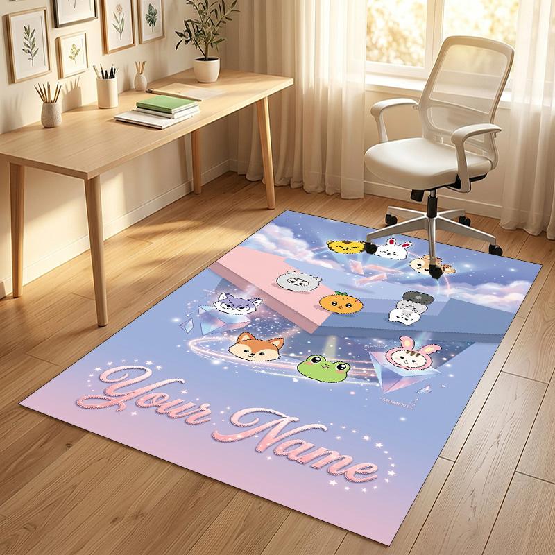 Personalized Crystal Velvet Carpet,SEVENTEEN Custom Printed Name, Plush Area Rug For Home Indoor Decor