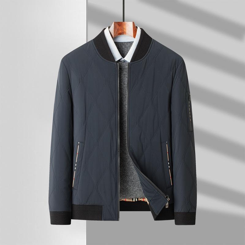 Autumn and Winter Mulberry Silk Stand-up Collar Light Jacket Middle-aged and Young Business Casual Zipper Cotton-padded Jacket