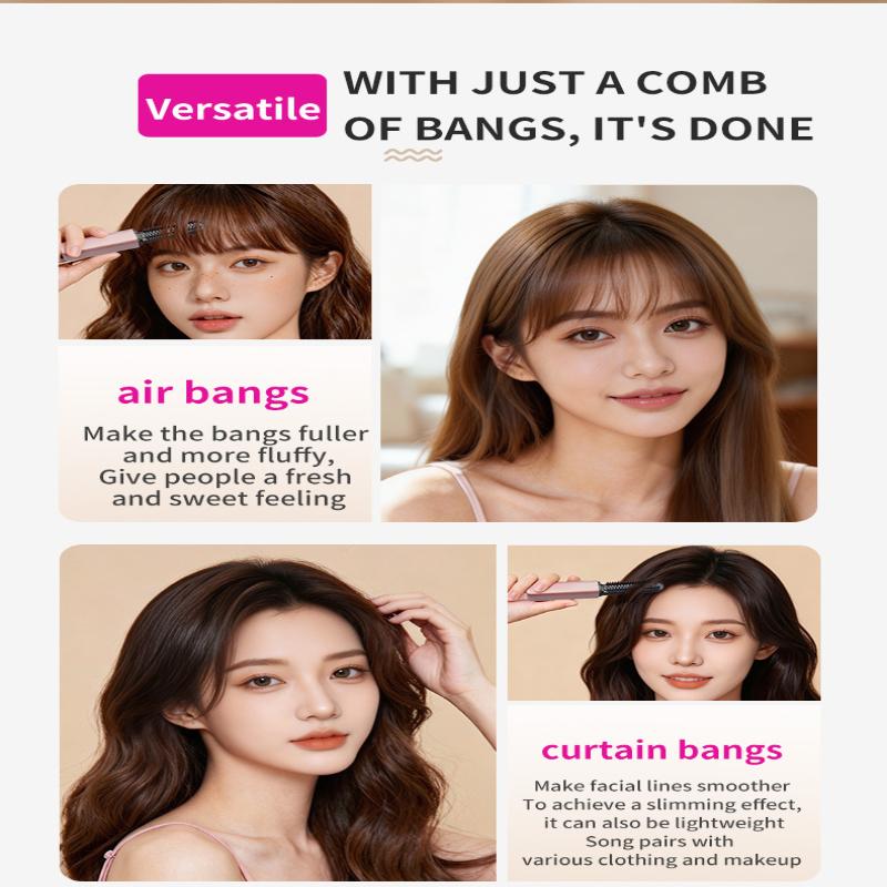 Portable Mini Straight Hair Comb Bangs Comb Wireless Charging Curling Iron Portable Styling Electric Comb Does Not Hurt Hair 1Pc