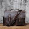 NZPJ Retro Leather Men's Handbag Crazy Horse Leather Horizontal Computer Bag Top Layer Leather Men Casual Shoulder Messenger Bag