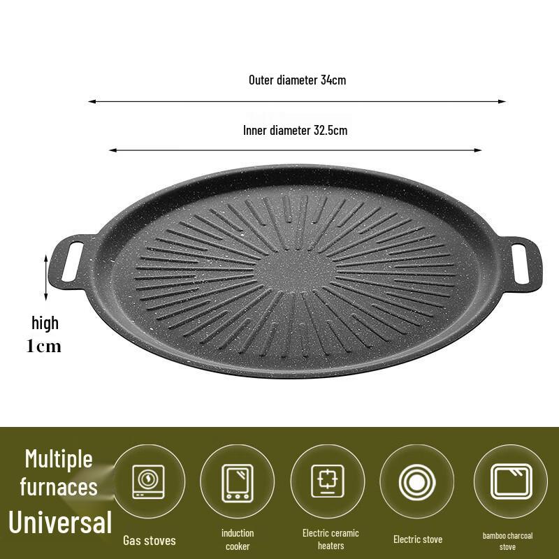 ZISIZ 34cm Maifan Stone Korean BBQ Pan