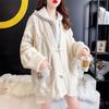 Women's Two-Piece Hooded Knit Cardigan Sweater Coat Autumn Fall Loose Lazy Style Long Sleeve