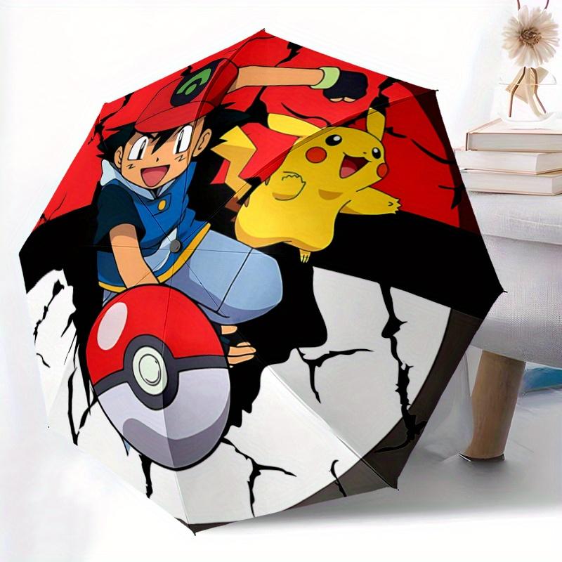 1pc Pokémon Pikachu & Trainer Umbrella - Automatic Opening/Closing, Portable 3-Fold Design, 8 Iron Ribs, Outdoor Umbrella, Festival Gift for Fans