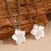 MamacitaSlay Elegant White Shell Petal Pendant Square Pearl Chain Necklace One Piece Stainless Steel Women's Jewelry Decoration