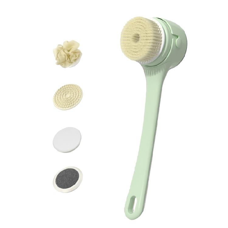 Body Scrubber 5MultiUse Brush Head IPX7 Waterproof Rechargeable Long Handle For Deep Pore Cleansing Relaxing Tool