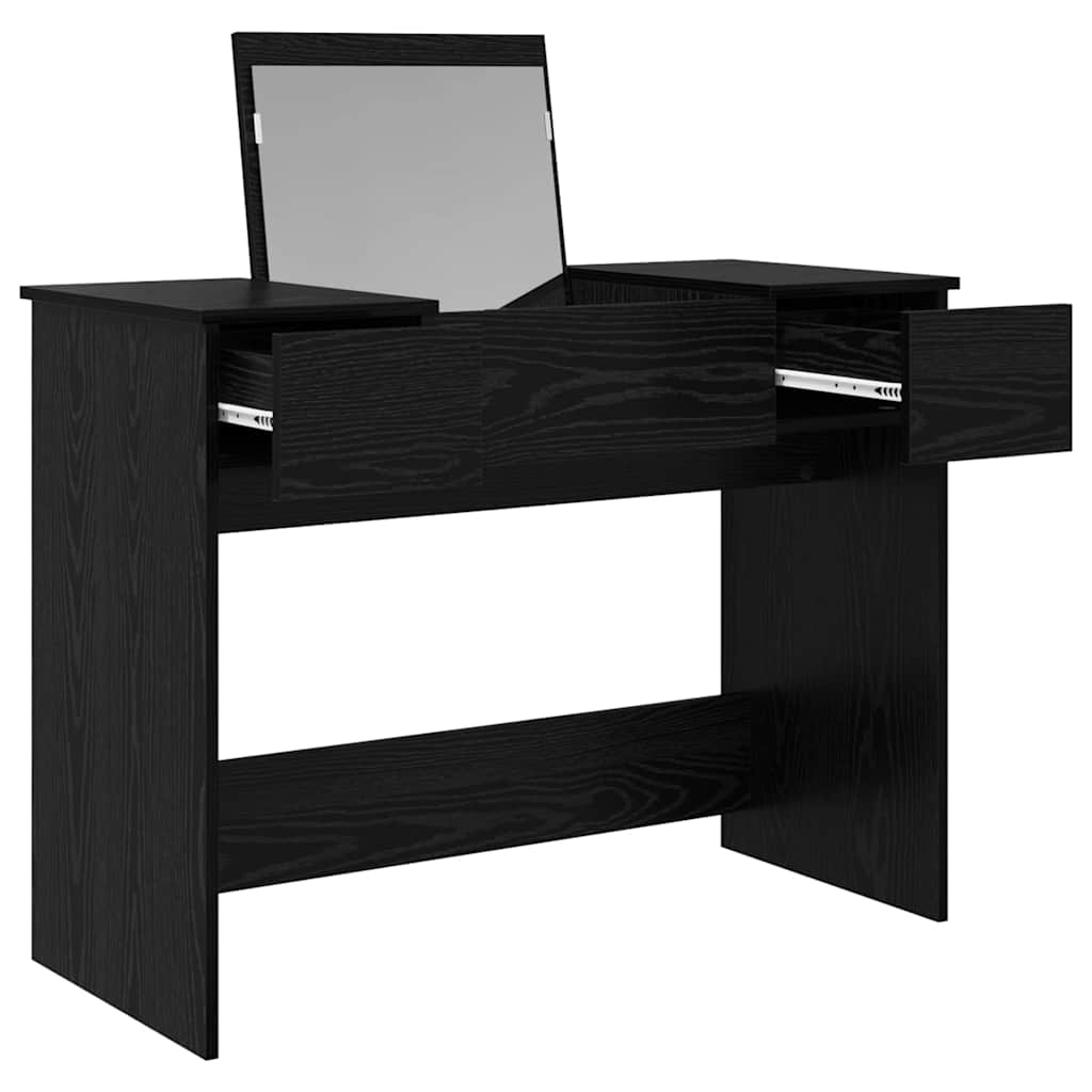 Cosmetic Table with Mirror Black Oak Effect 100 x 45 x 76 cm