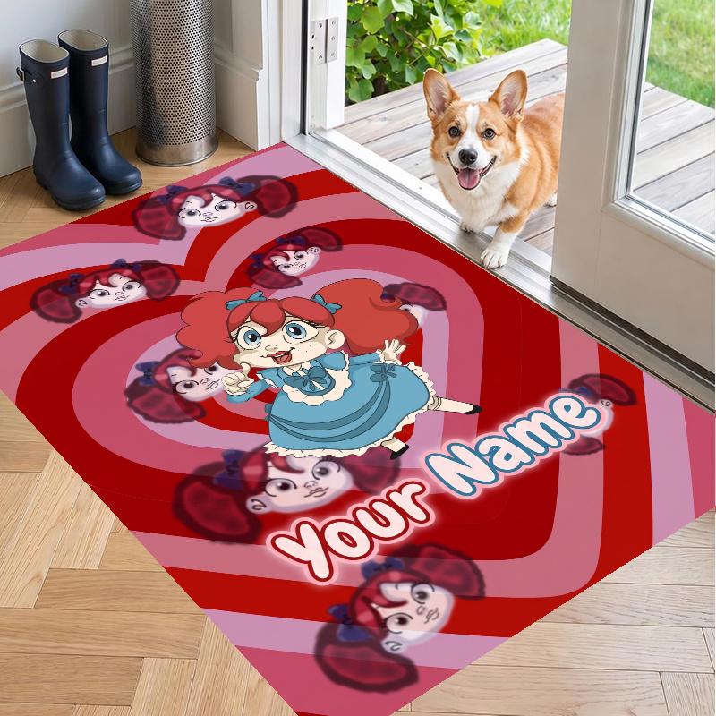 Custom Name Poppy Playtime Crystal Velvet Floor Rug Personalized Text Soft Carpet Home Decor