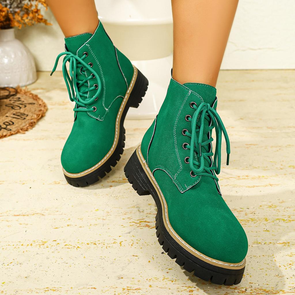 Plus Size Shoes for Women 36-43 Autumn Winter Round Toe Lace Up Platform Wedges Comfortable Non-slip Ankle Boots 36-43 Footwear