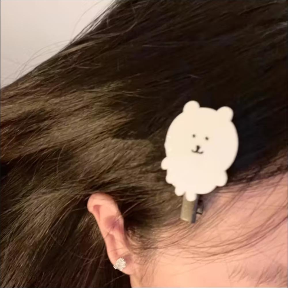 2pcs Cute White Bear Hair Clips Acrylic Cartoon Side Clips for Women Girls Sweet Hair Accessories for Fall Winter Daily Use