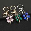 Keychain Pendant Sparkling Rhinestones Four-Leaf Clover Design Key Chain with Lobster Clasp Easy to Hang Key Holder Backpack Car Accessory