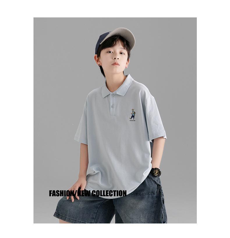 Boys' Korean Style Summer Polo T-shirt - Casual, Trendy, Loose Fit