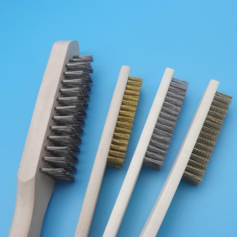 Long Handle Stainless Steel and Copper Wire Brush for Rust Removal