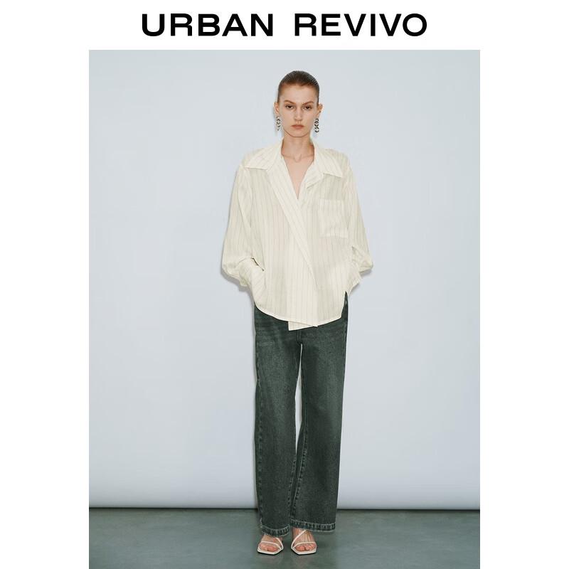 UR Women's Color Block Stripe Long Sleeve Button-Up Shirt