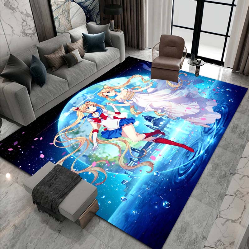 3D printed Sailor Moon pattern rug, large-area non-slip washable rug,, suitable for bedroom home décor.22