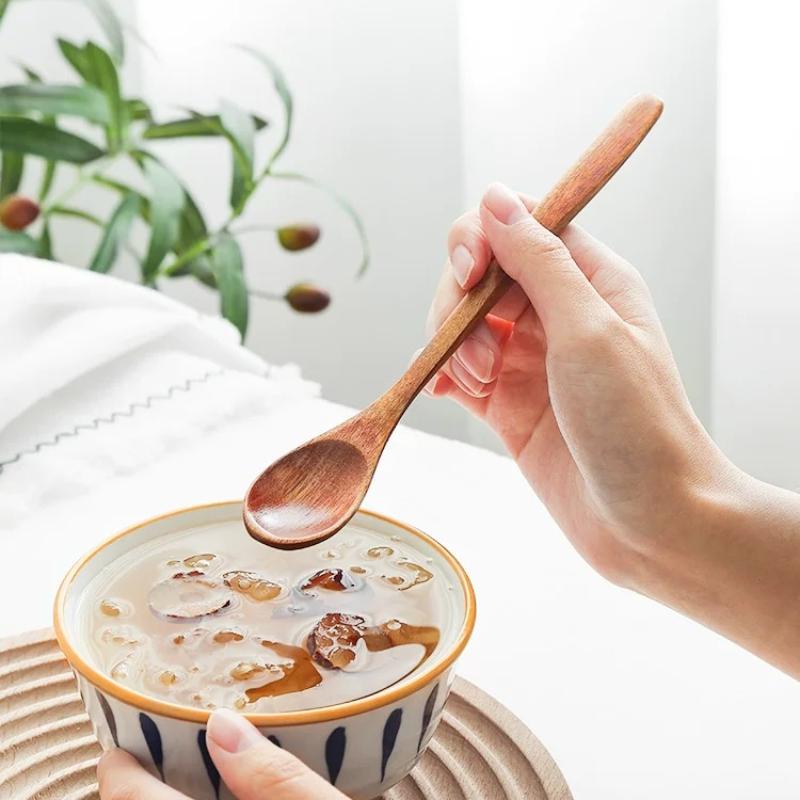 Japanese Long Handle Spoon Wooden Coffee Stirring Spoon Household Dessert Drink Spoon Small Wooden Spoon Honey Stirring Stick