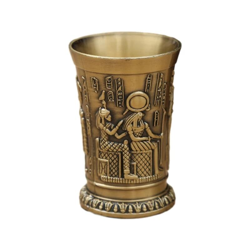 Vintage Metall Ägyptisches Weinglas Pharao Tut Gravur Kelch Metall Cocktail Whiskey Bar Becher Wasserglas Bar Heimdeko