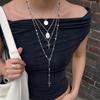 Boho Multilayer Necklace For Women Colorful Enamel Daisy Flower Imitation Pearl Y‑Shape Adjustable Long Chain Choker Party Gift