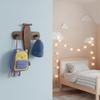 Airplane Coat Hook Solid Wood Wall Walnut Rack with Pegs for Kids, Entryway,