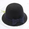Autumn and Winter Women's Wool Hat Two-color Big Bow Basin Hat Elegant Temperament Felt Hat Top Hat