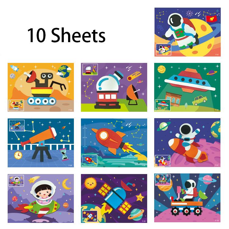 

10Pcs Cute Outer Space Astronaut Theme EVA Foam Sticker Puzzle Toys for Kids Birthday Party Favors Kindergarten Rewards Pinata