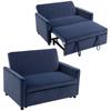 2 Seater Sofa Bed 3 In 1 Convertible Pull Out Sleeper Sofa With Click Clack Adjustable Backrest Dark Blue