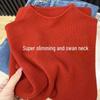 Chic Women's Slim-Fit Half High Neck Sweater - Autumn/Winter Long Sleeve Knitted Top