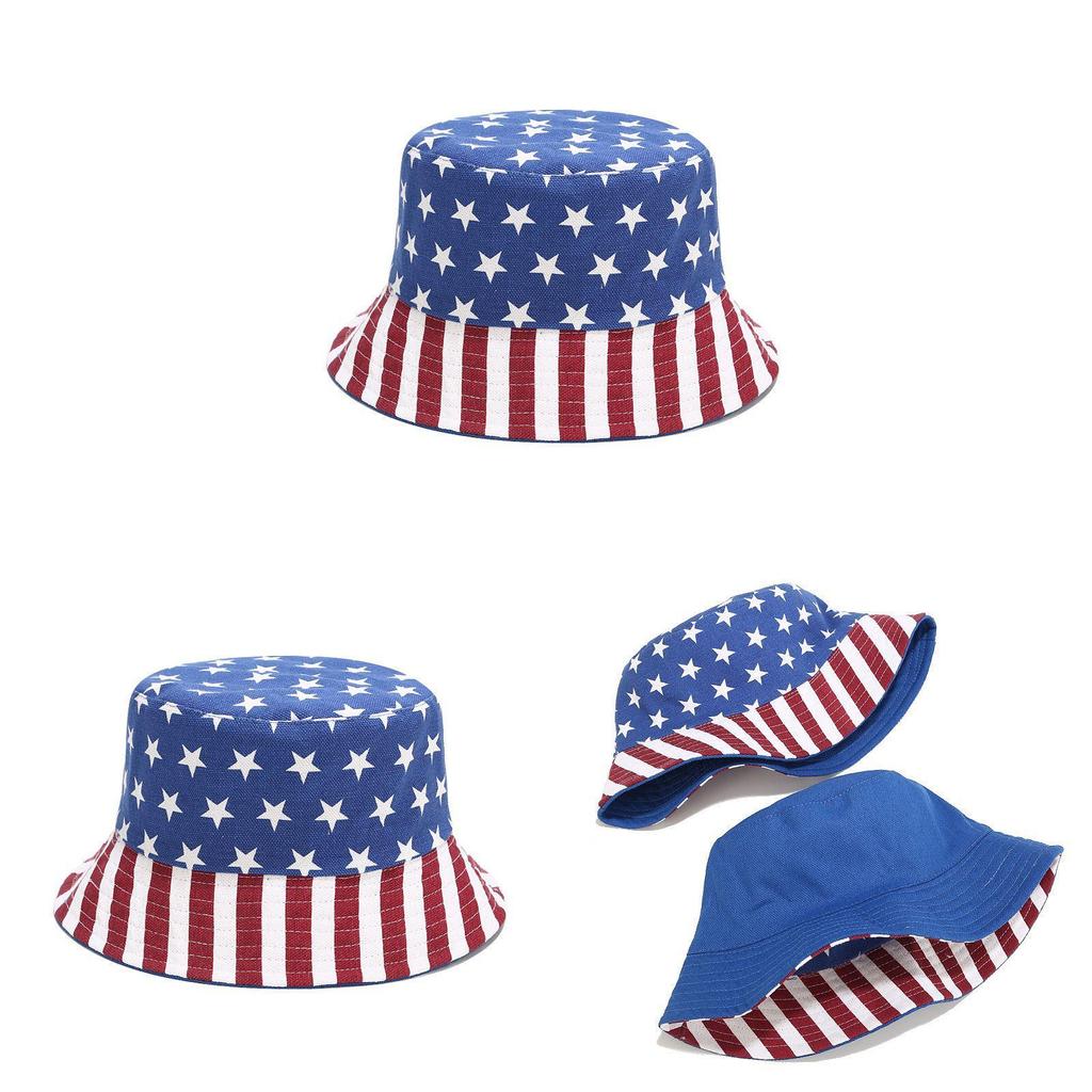 Amerikanische Flagge Canvas Fischerhut mit breiter Krempe zum Sonnenschutz und Sonnenschutz