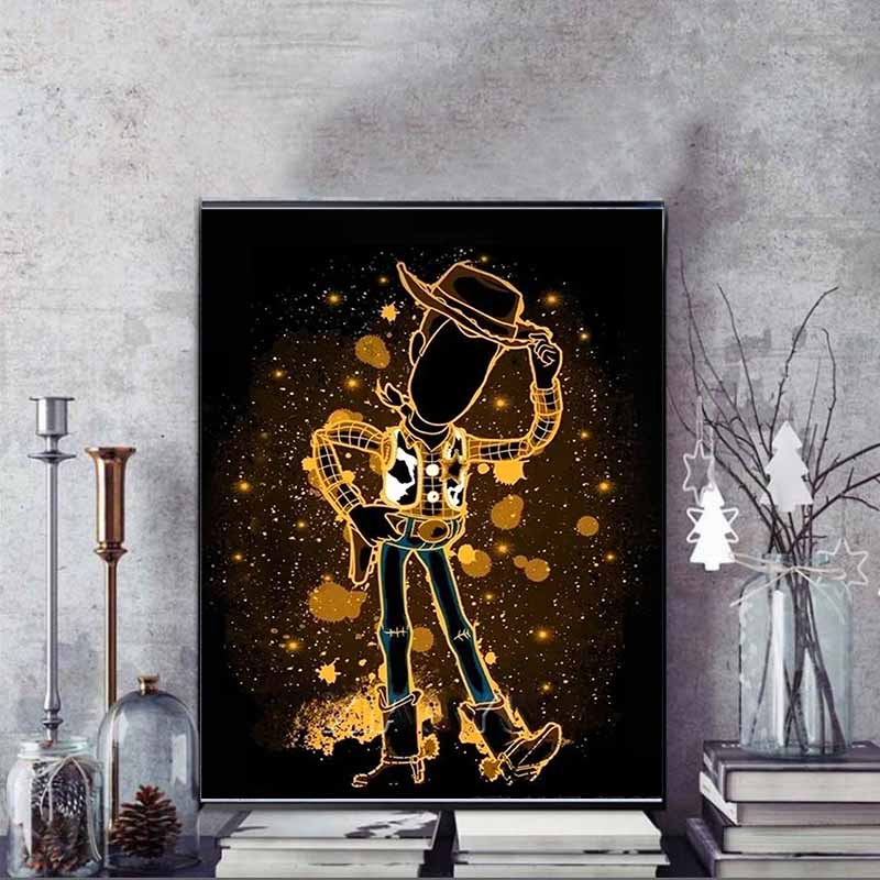 Disney Diamond Painting Woody Neon Silhouette Art Illustration Mosaic Art DIY Cross Stitch Embroidery Set Full Diamond Home Decor Gift