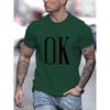 Men's 100  Summer Loose Fit   OK Printed T-shirt Tops Cool Design Street Short Sleeve Top Tee  Clothing