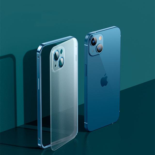 

Роскошный алюминиевый металлический прозрачный чехол с защитой линз для Iphone 13 12 11 Pro Mxa 13pro, матовый противоударный прозрачный чехол for iphone 13 синий