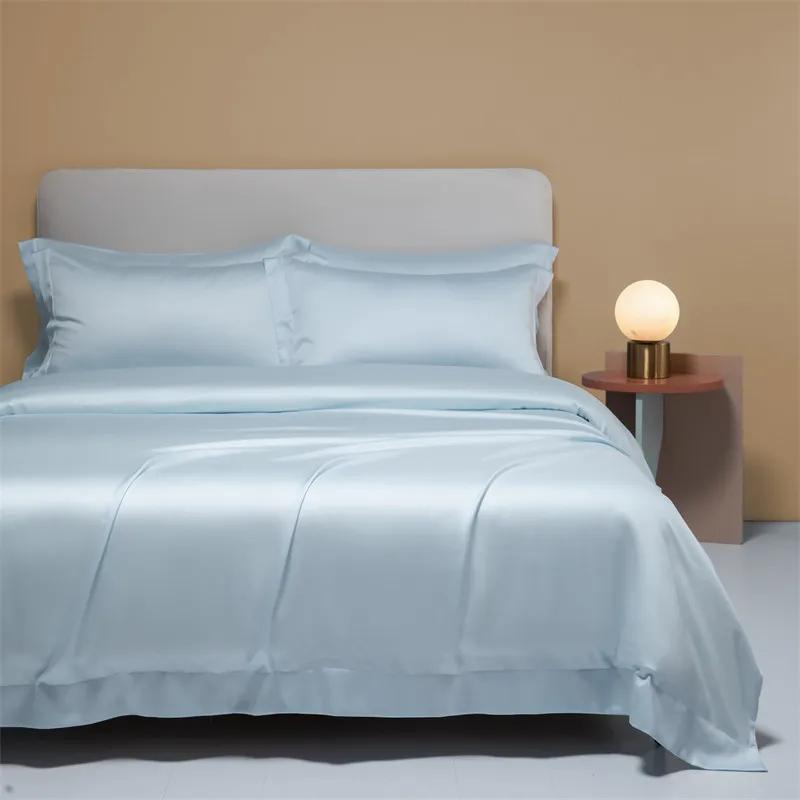 High-End 120S Natural Fabric Bedding Sets Summer Cooling Ice Silk Fitted Sheet Set Skin Friendly Comfortable Bedclothes For Home