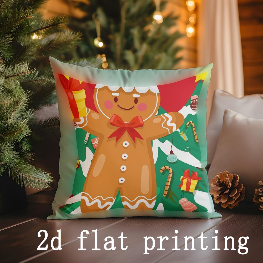 Home Decor Christmas Gnomes & Gingerbread Pillow Covers Pattern Cushion Cover Suitable for Sofa Bedroom Car Pillow Cover
