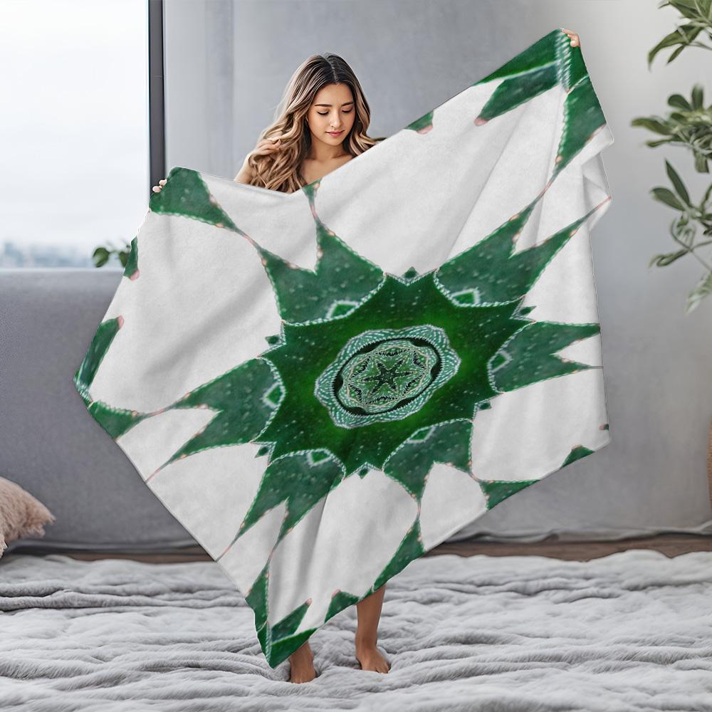Iridescent Geometric Pattern Throw Blanket Abstract Teal Green Mosaic Design Sofa Bed Cover Decorative Throw Blanket