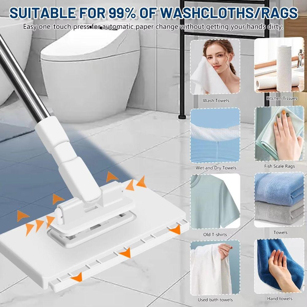 with 3 Reusable Cloths Dust Mops Clamping Automatic Mop Clip New Lazy Mop  Household