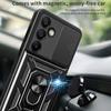 For Samsung Galaxy S24 FE Case PC+TPU Kickstand Phone Cover with Slide Camera Lid