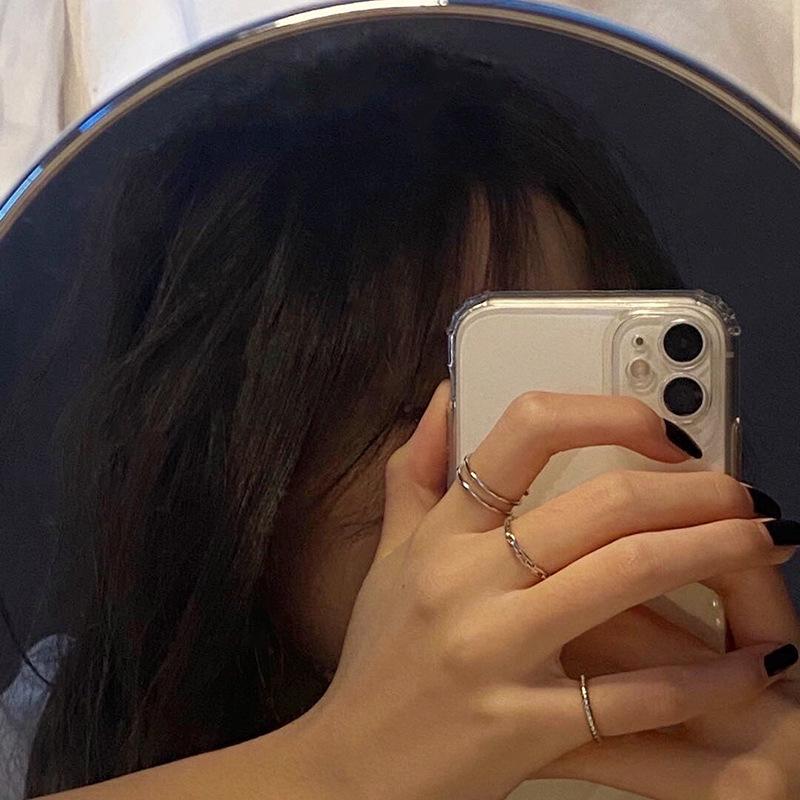 

Женский набор гладких колец: Регулируемые открытые кольца с уникальным, простым и универсальным дизайном в холодном стиле. Open Adjustable