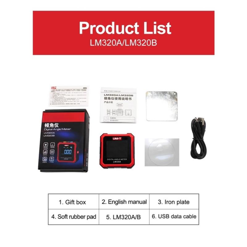 LM320 Series Portable Digital Protractor Electronic Angle Meter Multifunctional Magnetic Inclinometer Angle Tester