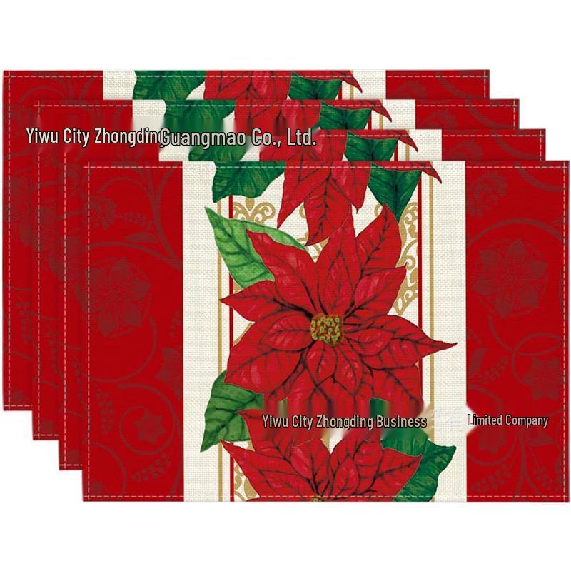 New Christmas Placemat: Pine Tree & Snowman Print, Linen, Heat-Resistant Winter Table Decor