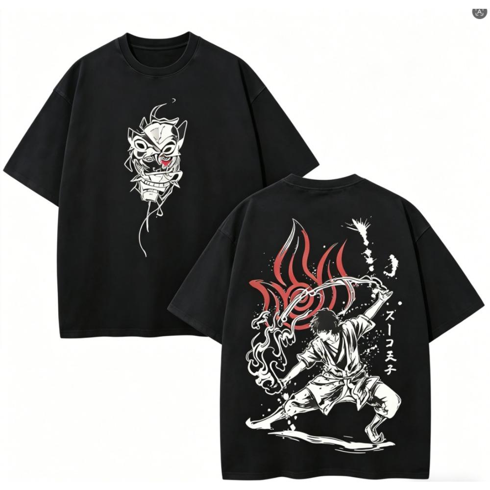 Avatar The Last Airbender Zuko Anime Lover Washed T-shirt Year Round Clothing High Quality Personality Clothes Plus Size Unisex New Model Couples Tee