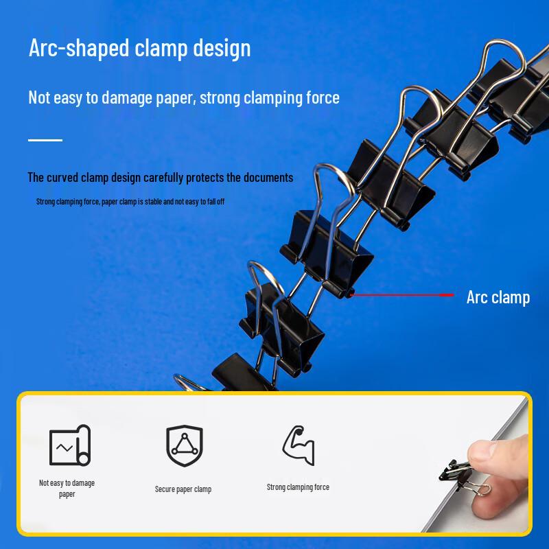 Deli 9546 15mm Black Long Tail Clips (12-pack)