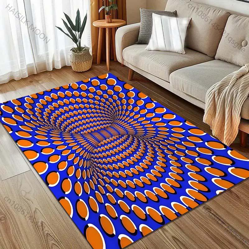 3D Optical Illusion Printing Carpet for Living Room Bedroom Sofa Doormat Home Decor Area Rugged Non-slip Floor Mat Large Size