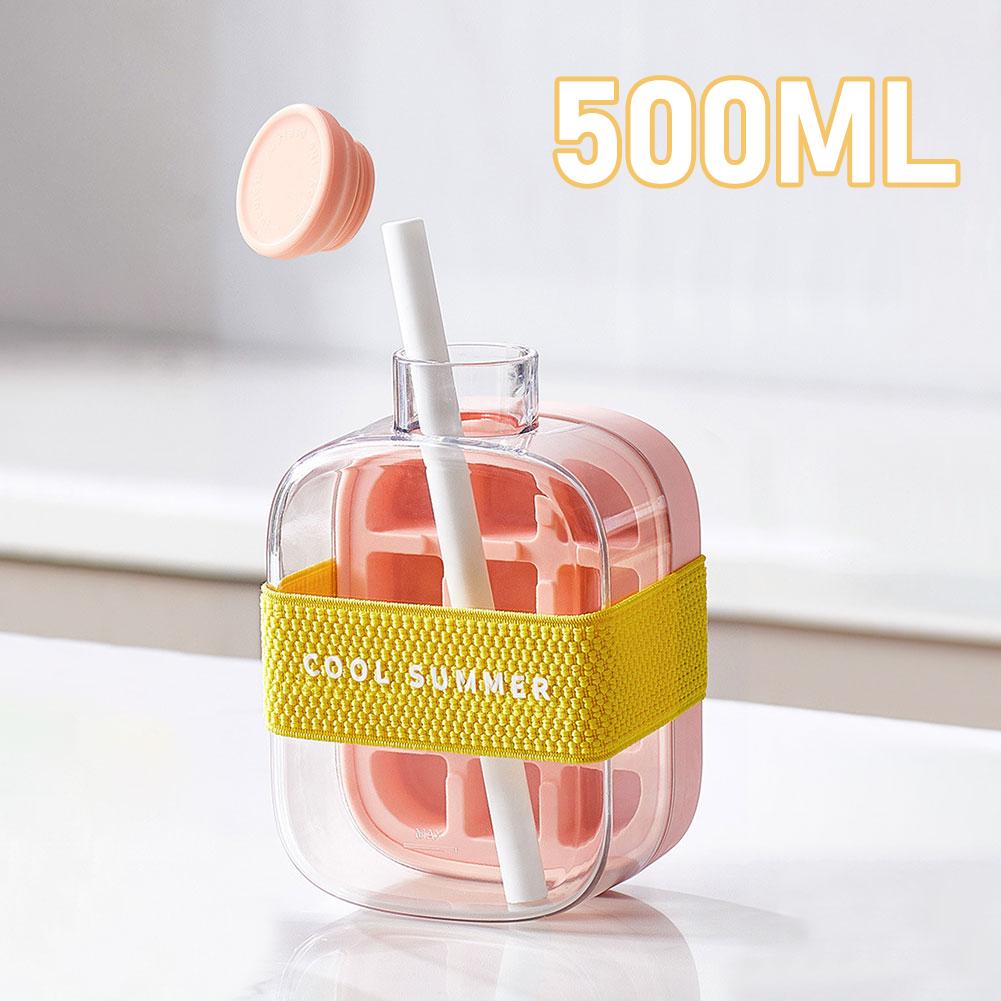 500/800ml Ice Cube Bottle Zero-contact Pressing Mould Ice-maker Silicone Freezer Ice Trays Water Bottle Ice Cube Maker