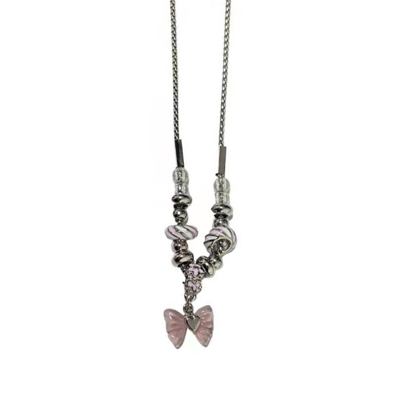 

Lovely Heart-shape Collarbone Chain Butterfly Knot Pendant Necklace Adjustable Charm Clavicle Chain Fashion Jewelry 1