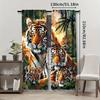 2pcs, Tiger Print Curtains, Rod Pocket Window Treatment, for Bedroom Living Room, Home Decoration, Room Decoration