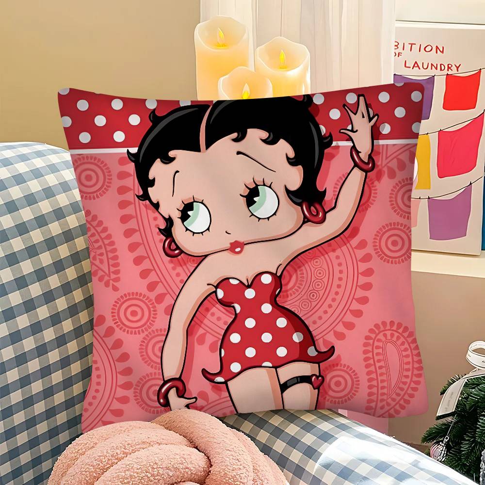

Popular Pretty Cartoon B-Betty B-boop Pillow Case Square Pillow Bedroom Sofa Leisure Comfort Cushion Car Home Decoration 16x16Inch