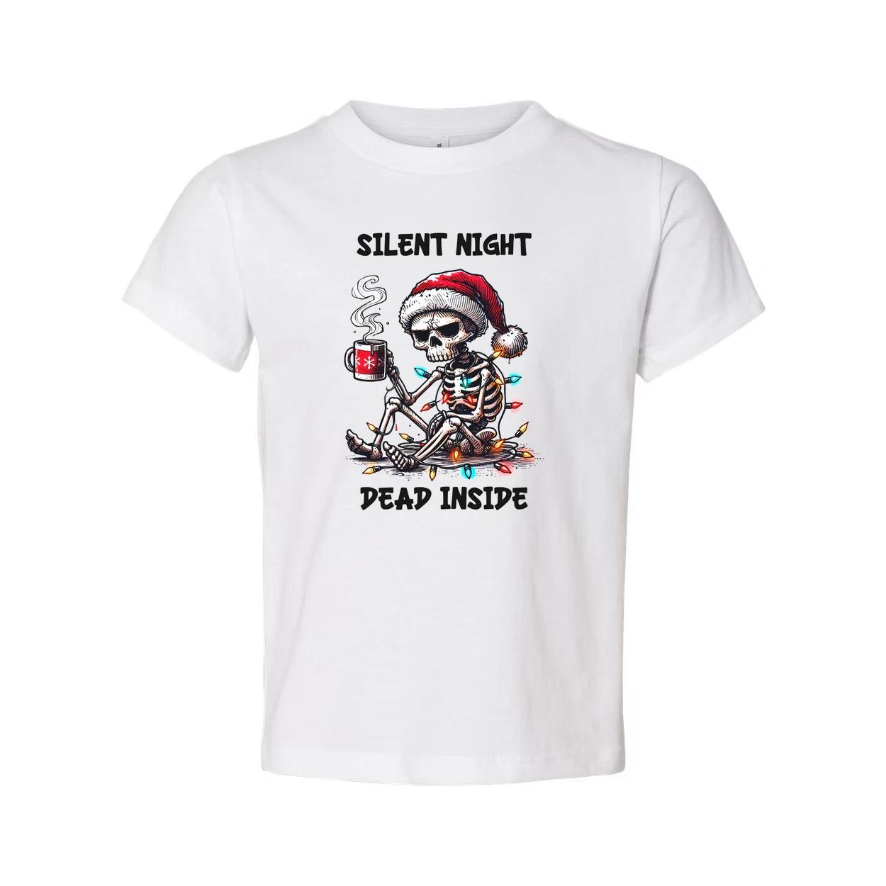 Silent Night Dead Inside Skeleton Santa Graphic T Shirt For Unisex Christmas Hol XL